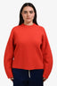 Jil Sander Poppy Red Wool Cashmere Blend Crewneck Sweater Size 40