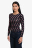 Marine Serre 2019 Black/Pink All Over Moon Long-Sleeve Top Size S
