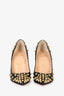 Christian Louboutin Black Leather Gold Spike 'Aimantaclou' Heels Size 36