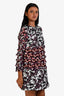 Giamba Purple/White/Blue/Pink Polyester and Silk Ruffle Long Sleeve Floral Mini Dress Size XS