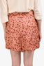 Sandro Orange Floral Print Pleated Mini Shorts Size 42