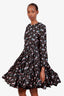 Miu Miu Black/Pink Floral Ruffled Mini Dress Size 38