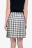 Thom Browne White/Grey Wool Dropped Pleated Plaid Mini Skirt Size 42