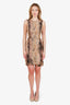 Oscar de la Renta Brown Patterned Silk Mini Dress Size 0