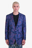 Etro Navy Blue/Red Silk Paisley Patterned Blazer Size 56 Men's