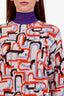 Prada Orange/Purple Wool Cashmere Abstract Pattern Knit Sweater Size 44
