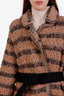 Pre-loved Chanel™ Beige Wool and Alpaca Striped CC Belted Knit Coat Size 40