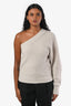 Isabel Marant Light Grey Wool Cashmere Rib Knit One Shoulder Sweater Size 38