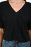 Frame Black Linen Cropped T-Shirt Size S