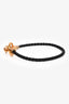 Bracelet Hermès « Glenan » en cuir noir à fermoir à boutonnage, GHW