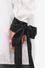 JW Anderson White Cotton Poplin Tuxedo Shirt with Black Cuff Ties Size 8