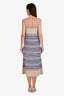 Pre-Loved Chanel™ 2019 Cruise Tan/Blue Linen Cashmere Striped Midi Dress Size 38