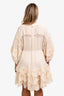 Zimmermann Cream Cotton Embroidered Pom-Pom Belted Long Sleeve Midi Dress Size 3