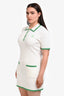 Sporty & Rich White/Green Contrast Wool Blend 'Hilary' Dress Size L