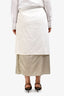 Dries Van Noten White/Light Green Wrap Around Midi Skirt Size 40