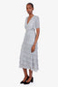 Maje Silver Metallic Ruffled Midi Dress Size 34