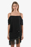 T by Alexander Wang Black Crepe Cold Shoulder Cropped Top Size 6