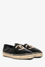 Pre-loved Chanel™ Black/Cream Leather CC Espadrilles Size 38