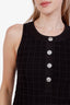 Maje Black Knit Patterned Button Up Mini Dress Size 36