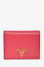 Prada Pink Leather Vitello Move Compact Wallet