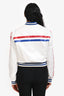Celine White/Red/Blue Padded Nylon Cropped Bomber Jacket Size 40