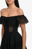 Charo Ruiz Ibiza Black Lace Crochet 'Vaina' Off-Shoulder Midi Dress Size XS