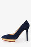 Charlotte Olympia Navy Suede Leather Pointed Toe Platform Dolly Heels Size 37