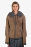 Dolce & Gabbana Brown Leather Shearling Hooded Jacket Size 48