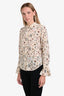 Frame Cream Floral Pattern Silk Ruffled Cuff Shirt Size M