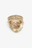Pre-loved Chanel™ 2013 Gold Tone Resin CC Cocktail Ring Size 6.5