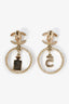 Pre-loved Chanel™ 2020 Gold Tone Faux Pearl CC N°5 Clip On Earrings