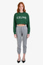 Celine Grey Cotton Embroidered Mini Logo Sweatpants Size XS