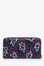 Gucci Blue Graffiti Print Leather GG Zip Wallet