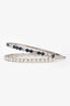 Miu Miu Silver Tone Faux Pearl Crystal Detail Double Headband