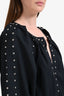 The Great Black Cotton Studded Puff Sleeve Top Size 1