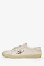 Saint Laurent Cream Canvas Logo Distressed Sneaker Size 37