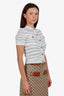 Balmain White/Gold Glitter Zebra Stripe Jacquard Cardigan Size 36