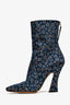 Fendi Navy/Rose Gold Jacquard Square Toe Heel Boots Size 38
