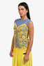 Altuzarra Blue Silk Yellow Lace Overlay Sleeveless Blouse Size 36