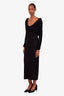 Tove Studio Black Ruched Sleeve Midi Dress Size 42
