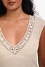 Escada Beige Knit Metallic Beaded Sleeveless Top Size 36