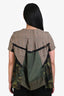 Sacai Brown/Olive Green Camo and Glencheck Blouson Short Sleeve Top Size 3