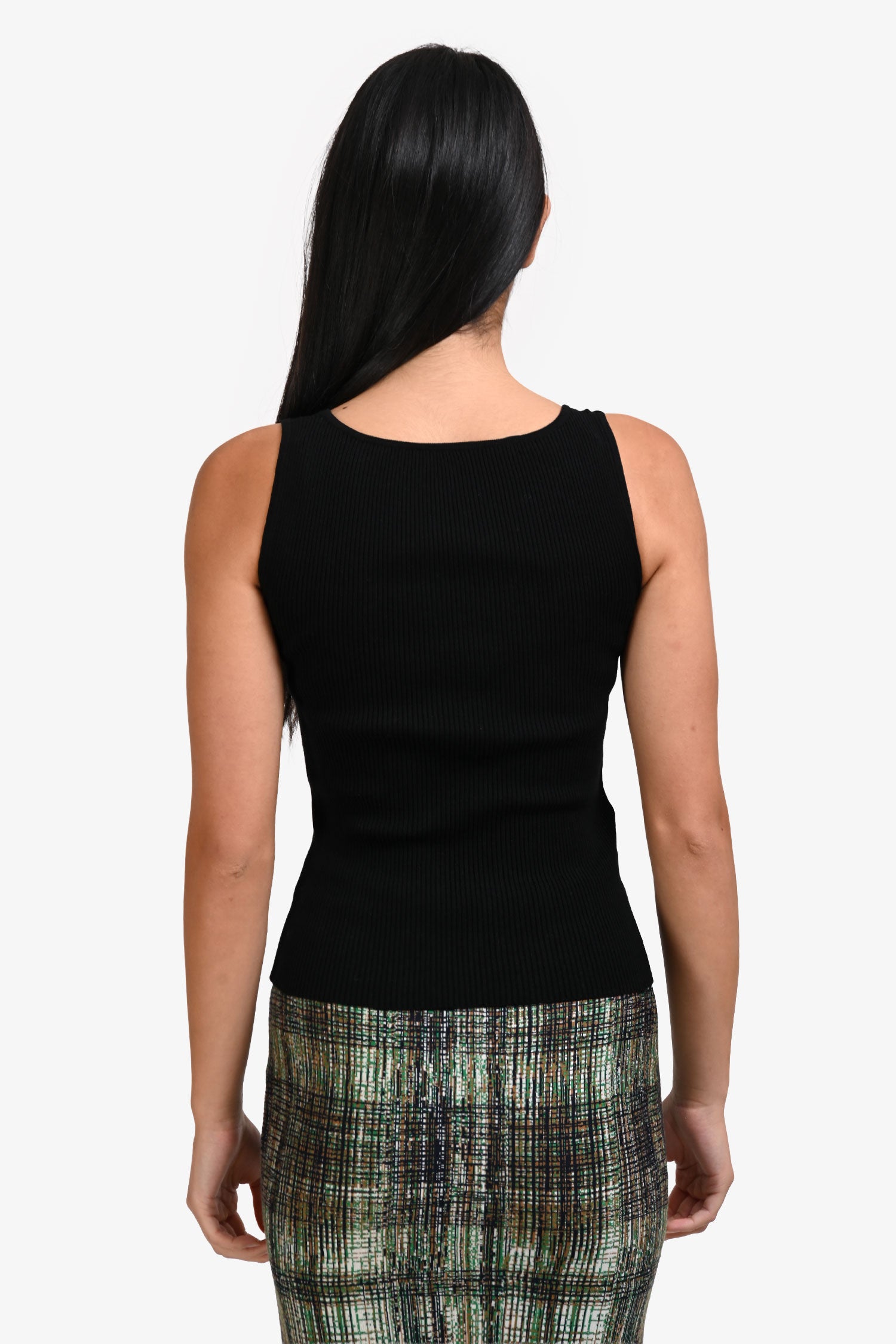 ✨miu miu ✨ロゴ タンクトップ サイズ36 Miu Miu Black/White Ribbed-Knit Logo Tank Top Size 36 – Mine & Yours