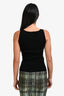 Miu Miu Black/White Ribbed-Knit Logo Tank Top Size 36