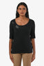 St. John Black Embellished Boat Neckline Short Sleeve Top Size S