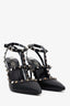 Valentino Black Leather Rockstud Caged Heels Size 37.5