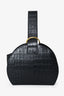 Polene Black Croc Embossed Leather Numero Six Top Handle