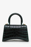 Balenciaga Green Crocodile-Embossed Leather Hourglass Bag with Strap
