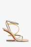 Fendi Gold/Silver Metallic Strappy Heels Size 38