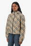 Burberry Beige Check Zip Up Cropped Jacket Size M